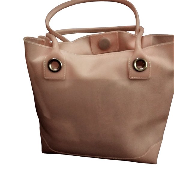 Two Piece Pale Pink Vinyl Bag Set, Purse Set, Handbag Set, 2pc Tote Set - Picture 6 of 16